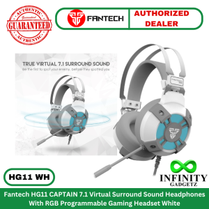 Fantech HG11 CAPTAIN 7.1 Virtual Surround Sound Headphones w/ RGB Programmable Gaming Headset WHITE