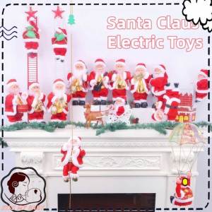 Christmas Santa Claus Climbing Bead Toy Electric Toys Musical Hanging Dolls Party Decor Ornament