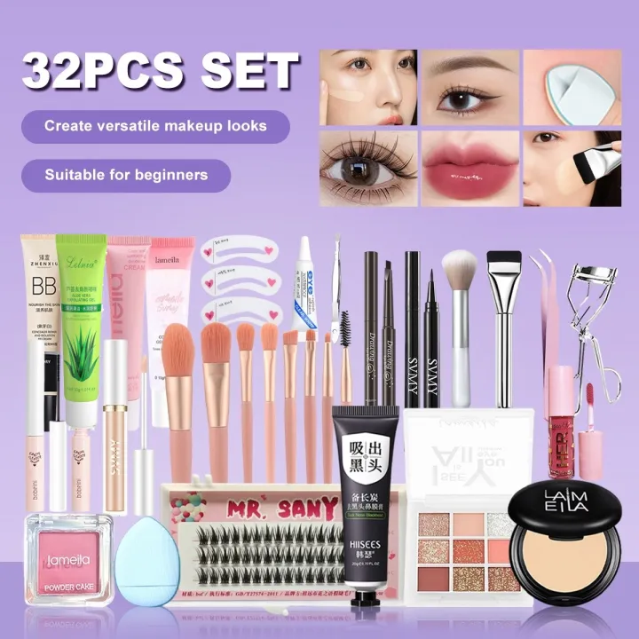 32PCS Cosmetics Set Makeup Powder Blush BB Cream Lipstick Concealer 3D ...