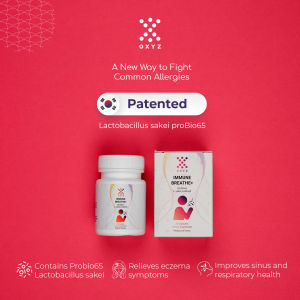 OXYZ Immune BREATHE+ Probiotic [ Allergic DIsorders Eczema Sinusitis] Suitable for children!!! Patented South Korea Lactobacillus sakei Probio65 - clinically proven for anti allergic and anti microbial effect to fight against pathogenic bacteria