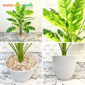Pohon Hias Daun Musa Florida X18 Semi Latex Artificial Pot Melamine Putih Tanaman Imitasi Dekorasi Ruangan Rumah Aesthetic
