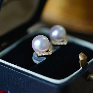Montagne Jewelry Japan Akyoa Top Grade Seawater Pearl Earring 18K Pure Gold Diamond Fine Jewellery Elegant Earrings Stud Earring