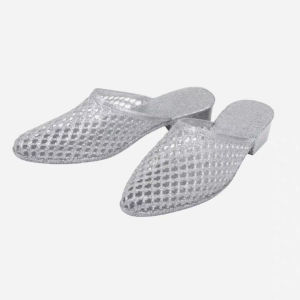 [Free Shipping] Korean Crystal Pointed-Toe Jelly Slippers For Women Hollow Wedge Sandals Slip-On Half-Enclosed Slippers For Women