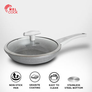 Welcook Panci Wajan Penggorengan Frypan Granite Anti Lengket dengan Tutup