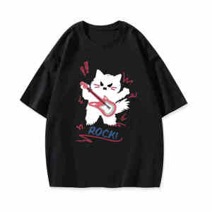 T-Shirt Wanita Lengan Pendek Ukuran Besar  Desain Korea Longgar Slim Fit  Motif Kartun Kecil Main Gitar  Katun Tipis Bernapas Premium  Tren Musim Panas 2025 Gaya Minimalis Eksklusif  Manis dan imut  Santai  Nyaman  Serbaguna  Kerah bulat Tops Slip - on