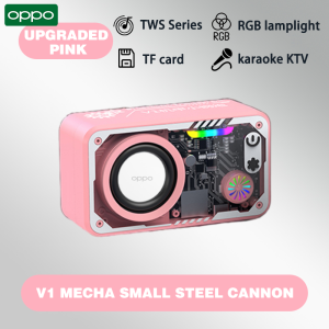 ♥ SFREE Shipping ♥ OPPO V1 Transparent Mecha TWS Bluetooth Speaker Plug-in Card Sound Light RGB portable TWS Stereo Desktop Speakers