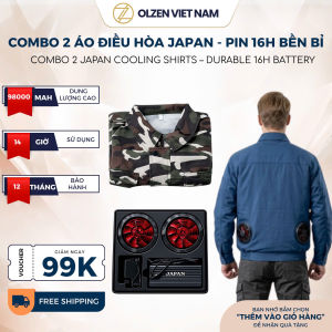 Bộ 2 Áo Điều Hòa Cao Cấp Nam Nữ Dùng Pin Rời 25V Kèm 2 Phụ Kiện Quạt 24V Pin 9800mAh Hoạt Động Liên Tục 8–14H 6 Chế Độ Gió Mạnh Làm Mát Nhanh Giảm Nóng Hiệu Quả Áo Dày Đẹp Thoáng Khí Bền Chắc Phù Hợp Công Trình Giao Hàng Lao Động Ngoài Trời