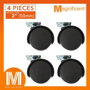 Plate Type Black Swivel Twin Wheel Casters 50mm for Office Chair Furniture Transport Equipment (4 pcs)