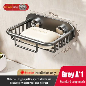 MEIDOO wall-mounted soap dish holder with two compartments made of aluminum suitable for bathroom and kitchens