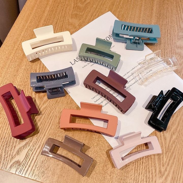 Haarklauwclips Antislip 2 Stuks Frosted Square Hair Grab Back Head Large Grab Clip Clip Bath Shark Clip Zomer Dames Haaraccessoires Blauw