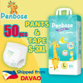 Penbose Diaper 50pcs Baby Diaper Pants Unisex Ultra thin and dry Breathable Diapers Davao. 