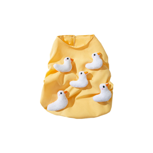 Dog Spring Yellow Vest T-Shirt with Cartoon Pullover Clothing Apparel Cute Apparel for Spring and Summer