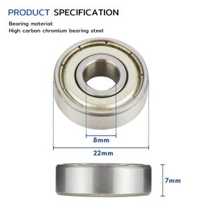 Klimo 8mmx22mmx7mm High Speed Sealed Miniature Bearings Model 608ZZ