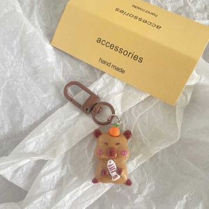 COSE Animal Capybara Keychain Resin Creative Kapibara Pendant Cartoon Keyring Capibara Bag Hanging Backpack Decor