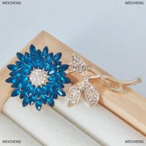 [COD] WEICHENG Trendy Exquisite Rhinestone Sunflower Brooches For Women Girls Delicate Elegant Clothing Suit Flower Brooch Pins Jewelry Gift