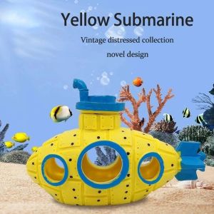 Aquarium Mini Model Submarine Ship Air Bubble Decoration Shelter Cave For Fish Shrimp Hiding