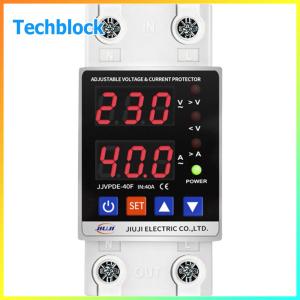 Dual Display Voltage Protector 63A 220V Over Under Voltage Safety Device with Adjustable Settings for Electrical Systems