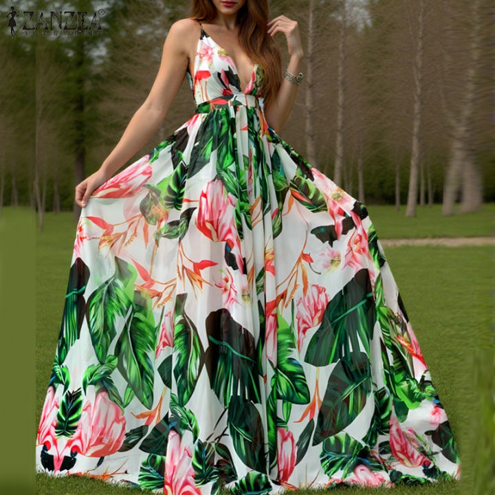 long polyester dresses women's summer long dresses Tropical Tiered Strapless Maxi Dress