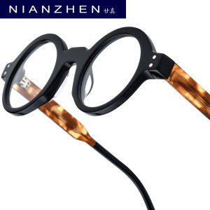 NIANZHEN Acetate Eyeglasses Frame Men New Round Brand Design Glasses Women Retro Vintage Eyewear Japanese Spectacles 29005