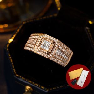 Diamcity (Free Gra Certificate) PT950 Berlian Persegi Kecil Pria Tinggi Mewah Mozzarella Berlian Berlian Platinum Cincin Pasangan Wanita
