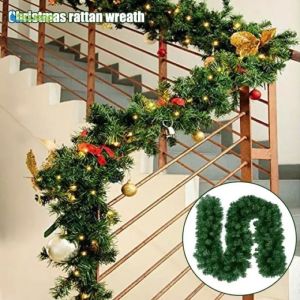NUVOX 9FT/30 LED Christmas Artificial Poinsettia Flowers Garland String Lights Holly Leave Xmas Tree Ornament Christmas Indoor Outdoor Home Decor