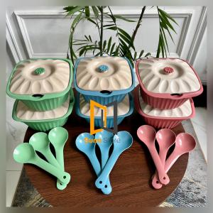 [3 & 6 pcs] Basi Prasmanan Susan Ice Blue Set FREE CENTONG | Wadah Sayur Bakul Nasi Hajatan Oval Segi Zamrud Oscar Biru Denim Murah Bisa COD