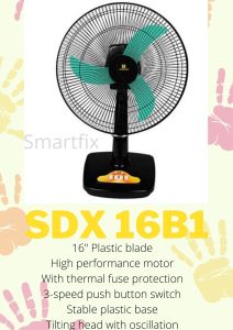 Standard Electric Fan Desk Fan 16" Black Version Banana Blade Desk Fan  SDS 16B/ SDX 16B1