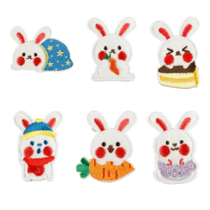 6 Pcs Plush Rabbits Decorative Patches Lovely Animal Iron On Patches Embroidered Patches Repair Patches Sew On Patches