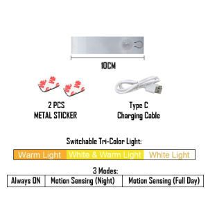 (SG STOCK) Wireless Smart Motion Sensor LED Night Type-C Rechargeable Light Bedroom Doorway Wardrobe Lights Lamp