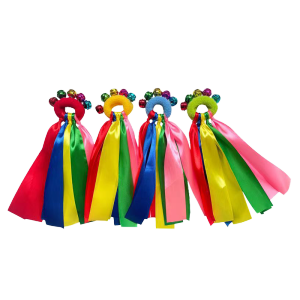 1Pc Childrens Wrist Ribbon Team Sports Pom Cheerleading Big Match Pom Elastic Bracelet With 5 Bells