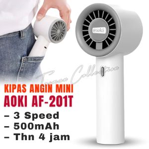 Kipas Mini Portable 3 Kecepatan Angin Super Kencang Suara Halus USB Rechargeable Mini Fan / Kipas Tangan AOKI AF-201T