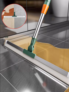 ที่โกยน้ำห้องน้ำพร้อมไม้ถูพื้น 2 in 1 อุปกรณ์ทำความสะอาดห้องน้ำสำหรับพื้นกระเบื้องและกระจก แปรงดูดน้ำแห้งเร็ว