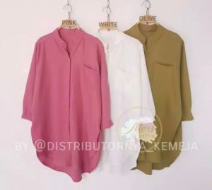 SukaFashion579 - Cuci Gudang Kemeja Wanita Shanghai 1246 Terbaru - Atasan Kemeja Wanita Lengan Panjang - Baju Kerja Motif Polos Formal Non Formal Terlaris - Fashion Muslim Kemeja Polos Shanghai Trendy