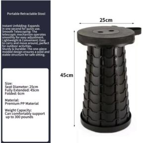 Strong Portable Telescopic Collapsible Foldable Stool - Folding Sturdy Lightweight Retractable Stools Seat Chair Camping