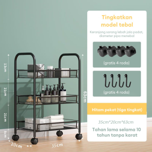 Rak Troli Susun Beroda Rak Dorong Serbaguna untuk Penyimpanan Dapur dan Ruang Tamu