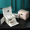 Multifunction Leather Jewelry Box With Lock Watch Earrings Necklace Jewelry Storage Organizer Women Jewelry Case Organizer. 