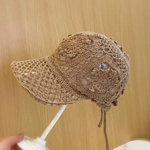 APPOINT Polyester Crochet Baseball Cap Adjustable Floral Lace Mesh Peaked Cap Fashion Multi-Color Sun Hat Spring Summer