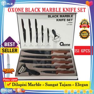 OXONE BLACK MARBLE KNIFE SET 6pcs OX-605 HITAM Bonua Pisau Lipat - Pisau Set Dapur Lengkap - Pisau Dapur 1 Set Super Tajam - Satu Set Pisau Dapur - Pisau Dapur 1 Set Murah - Pisau Tajam Super - Pisau Baja Asli Super Tajam - Bisa COD