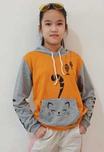 Jaket/ Hoodie/ Jumper/ Sweater anak cewek gambar kucing japanese style