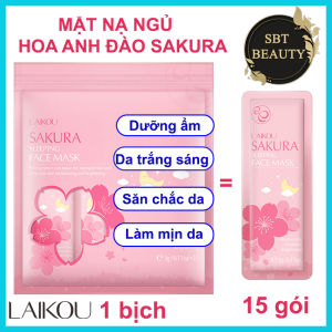 [Hoa Anh Đào] Bịch 15 Miếng Mặt Nạ Ngủ Laikou Hoa Anh Đào Sakura Sleeping Face Mask – Dưỡng Trắng Da Cấp Ẩm Cải Thiện Da Khô Da Xỉn Màu Giúp Đều Màu Da