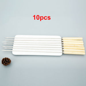 10/20/30/40Pcs 13.77Inch Kebab Skewers Flat Long Stainless Steel Needle Wooden Handle Kebab For Camping Kitchen