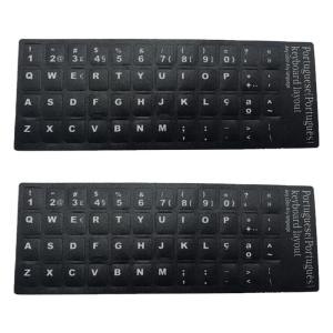 2Pcs Keyboard Letter Stickers Portuguese Keyboard Stickers Letters and Numbers Replacement Stickers Black Background