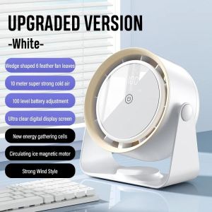 Desktop fan touch digital display charging air circulation fan 3600mah desktop wall mounted fan 5 adjustable portable bladeless fan