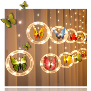Lampu Hias Tirai LED Aesthetic Dekorasi Kamar Café Taman Lamp Tumbler Butterfly Ring 3M
