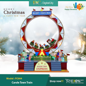 FC903 Carole Towne Holiday Train Express Christmas Village LED Lights Festiver Musical Decoration