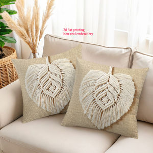 2 cái Bohemian Macrame Hình Trái Tim Ném Gối Bao Gồm Vải Lanh Trang Trại Đệm Trường Hợp cho Sofa Trang Trí Phòng Ngủ2026