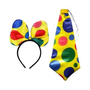 Dot Print Clown Bow Tie/Necktie/Hairband for Woman Men Halloween Adult Teens Carnivals Party Taking Photo Supplies