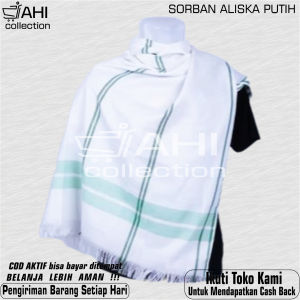 Sorban Tenun Polos Putih Surban Aliska Ecer Grosir Bahan Tebal Terjamin
