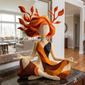 FUNG Resin Meditating Statue Multi-Purpose Yoga Girl Home Decoration Creative Ornaments Calming Sculptures Room