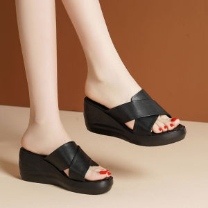 [Free Shipping] WomenS Wedge Sandals For Outdoor Wear Summer Platform Sandals Thick-Soled Lightweight Versatile With A Super High Heel And A Fish-Mouth Design